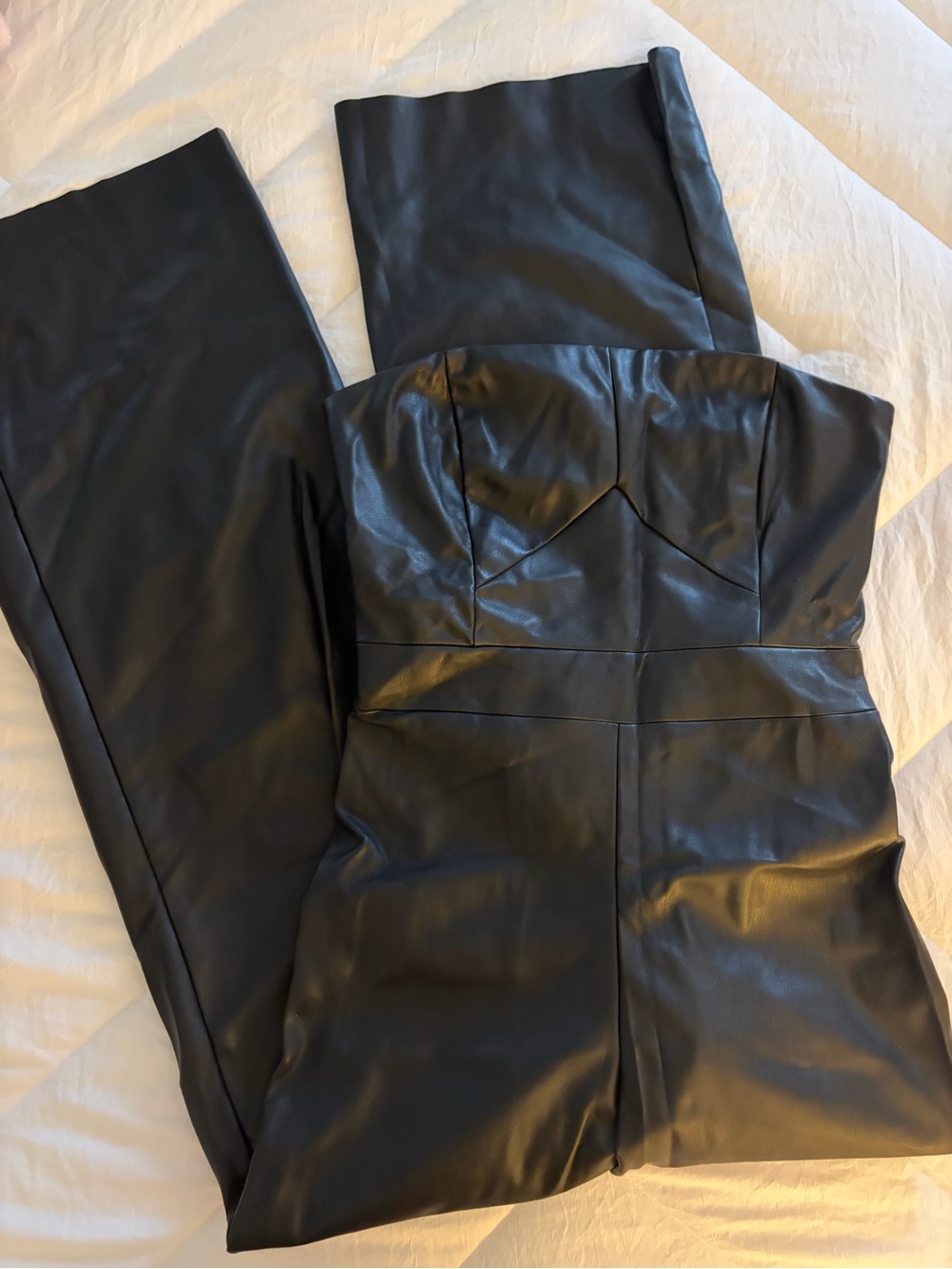 Banana Republic Faux Leather Strapless Jumpsuit